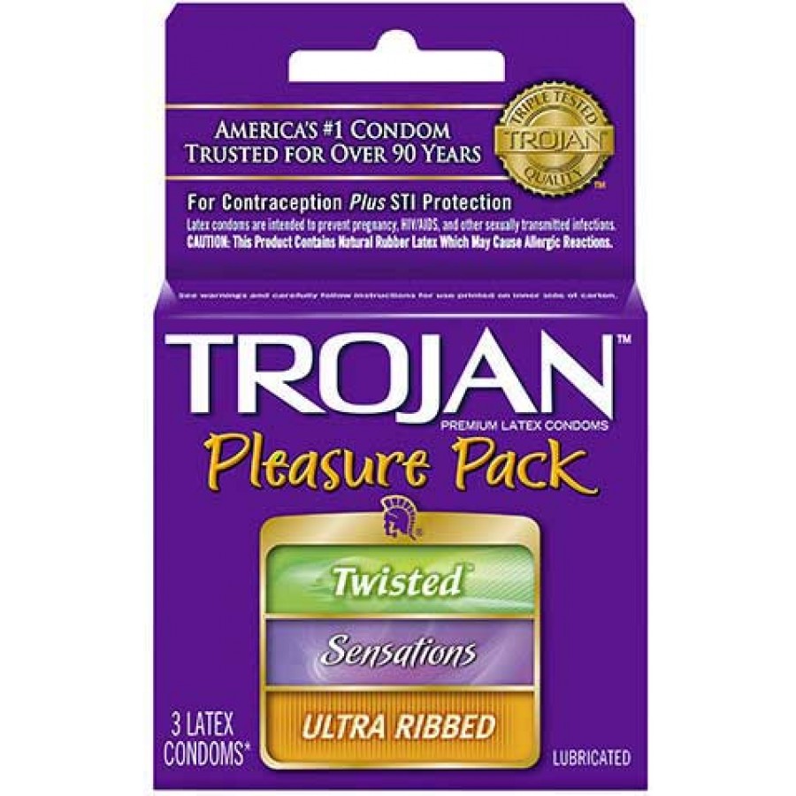 Trojan Condoms Pleasure Pack Lubricated Dark Purple